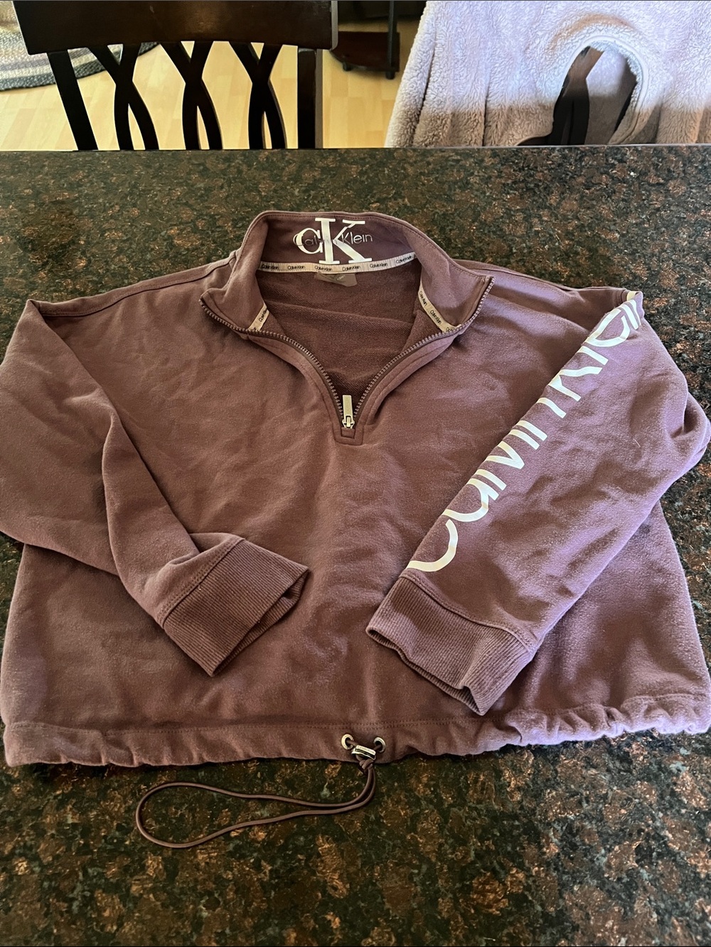 Calvin Klein Plum Half-Zip Pullover with Sleeve Logo